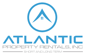 Atlantic Property Management logo featuring a stylized letter 'A' in bold blue with waves underneath, symbolizing the ocean and real estate.